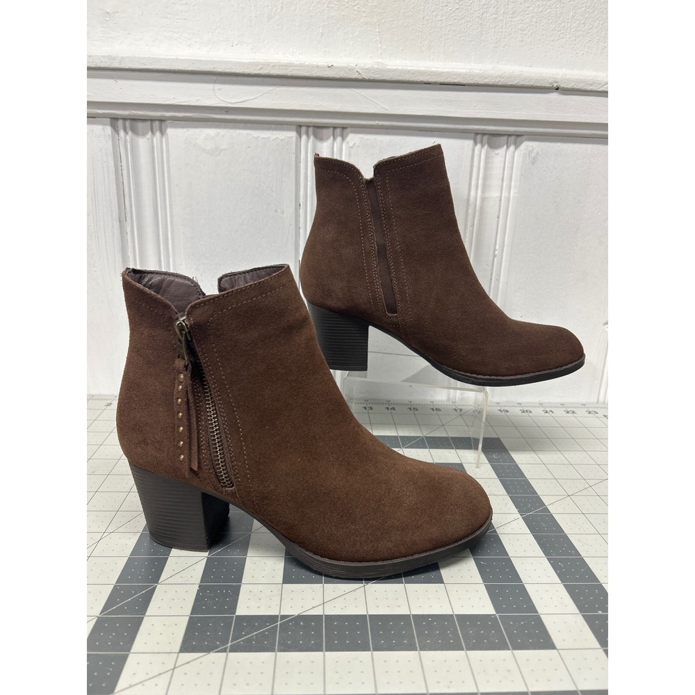 Skechers Ankle Boots Womens 8 Brown Suede Memory Foam Comfort Workwear Casual